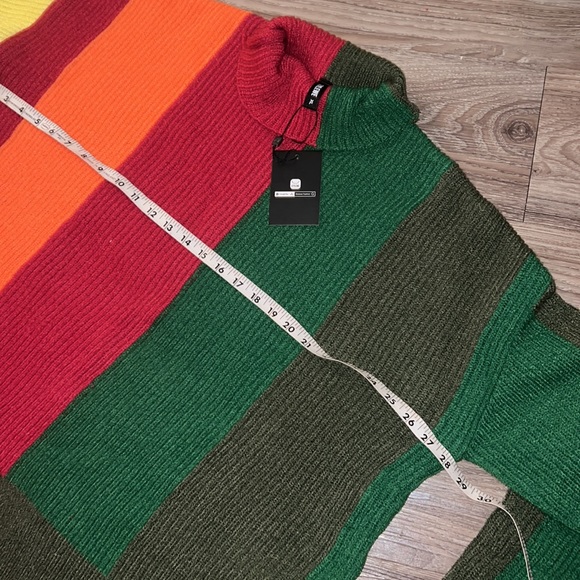 Color Block Turtleneck Urban Long Sleeve Sweater - Picture 12 of 13